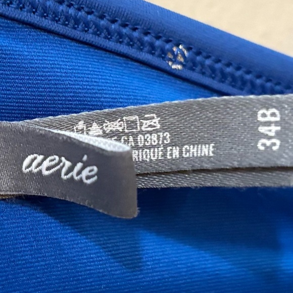 Aerie 34B Vibrant Blue & Silver Polkadot Push Up Halter Bikini Top - Picture 13 of 13